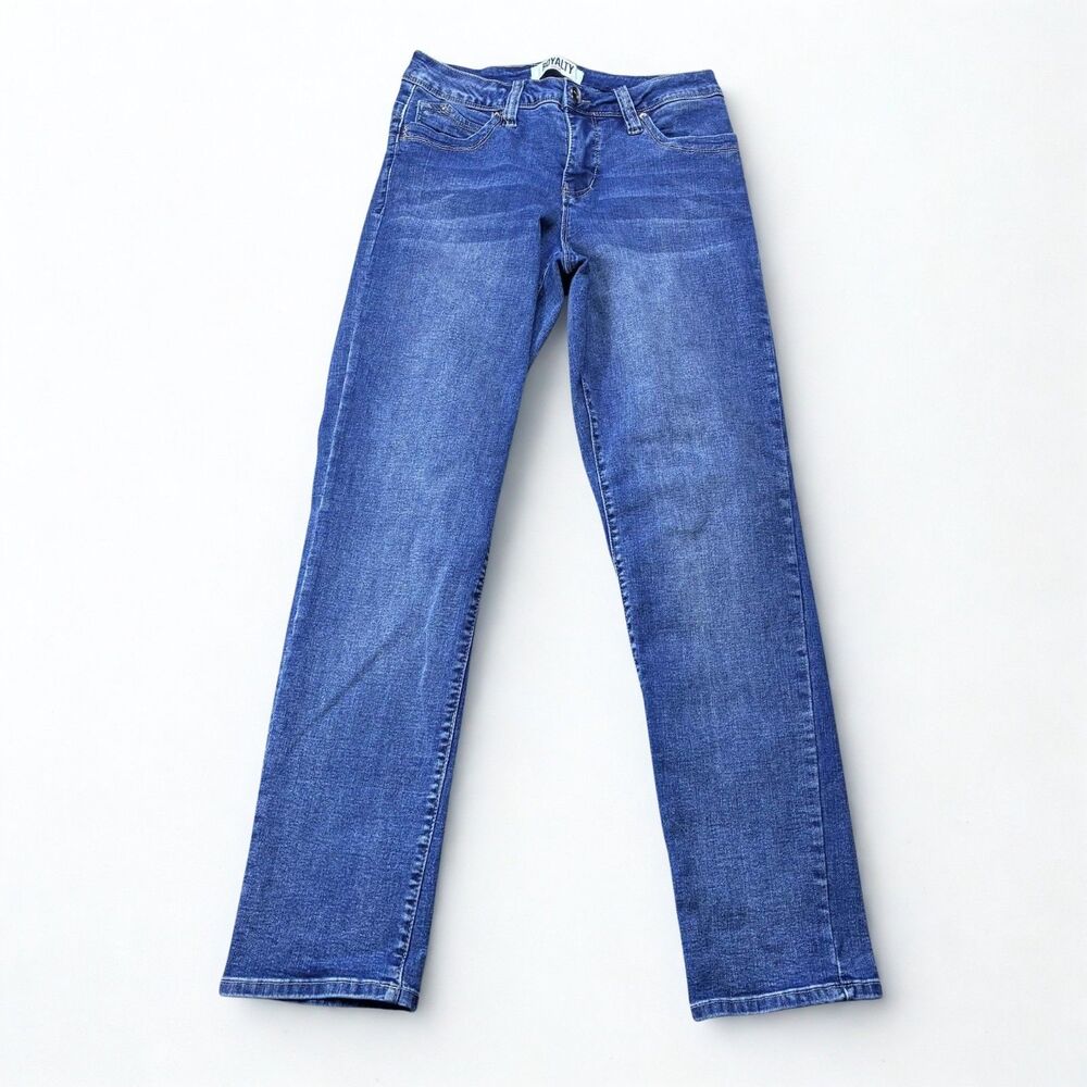 Royalty For Me Jeans Womens 6 29 Blue Stretch Slim Straight Mid Rise Denim